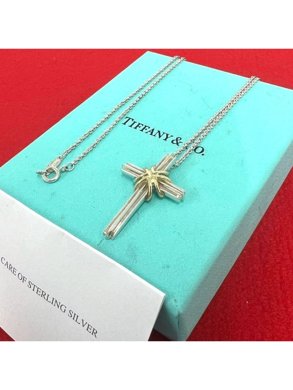Tiffany & Co Vintage Signature Cross Necklace Silver